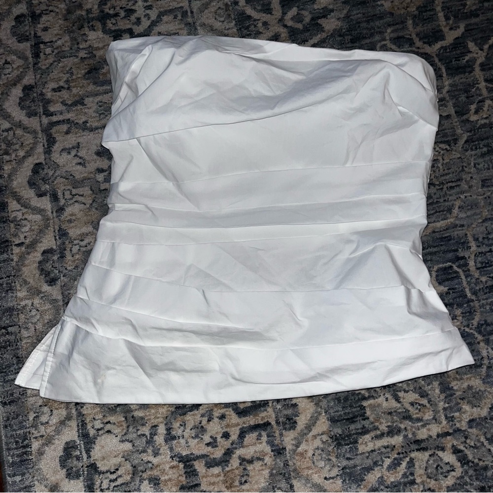 Simkhai NWT Emerson Ruched Bustier White Strapless Top SIZE 6 - Picture 3 of 6